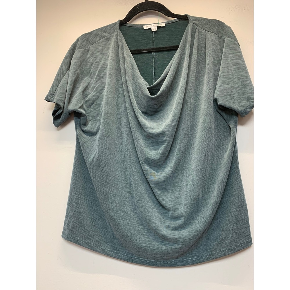 Green Envelope Cowl Neck Top Womens Small Teal Excellent Modal Short Sleeve